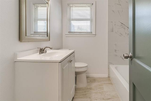 6609 SE 15th St, Oklahoma City, OK 73110 - bathroom with marble finish flooring, vanity, healthy amount of natural light, and shower / bathtub combination