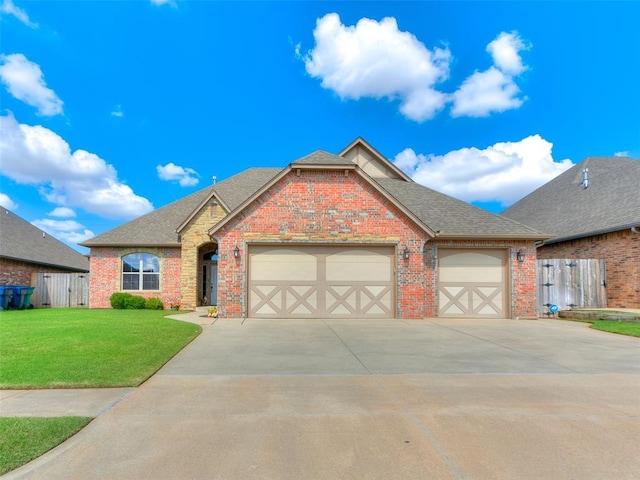 17401 Melville Ln, Edmond, OK 73012 - view of front of home with brick siding, an attached garage, and roof with shingles