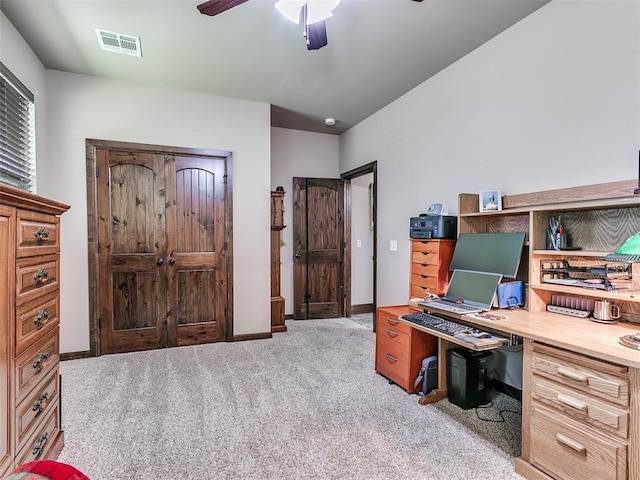 17401 Melville Ln, Edmond, OK 73012 - home office featuring carpet flooring and a ceiling fan