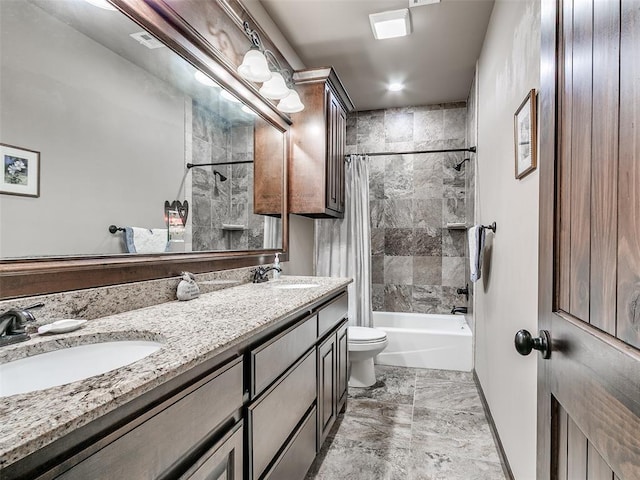 17401 Melville Ln, Edmond, OK 73012 - full bathroom with shower / bath combo with shower curtain and double vanity