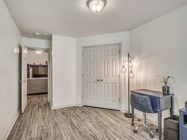 623 SW 37th St, Moore, OK 73160 - office with wood finished floors and ceiling fan