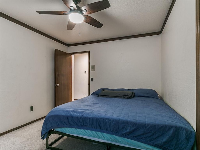 6105 W Gun Hill Way, Warr Acres, OK 73132 - carpeted bedroom with ceiling fan and ornamental molding