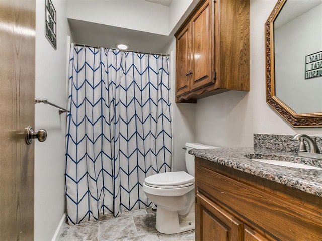 6105 W Gun Hill Way, Warr Acres, OK 73132 - full bath with vanity, a shower with curtain, and stone finish flooring