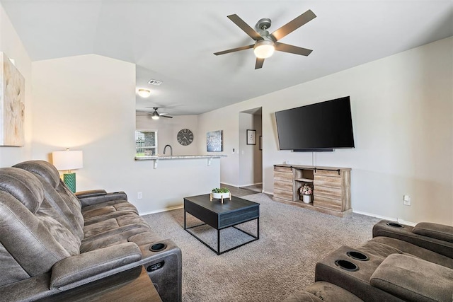 521 Audrey Dr, Tuttle, OK 73089 - carpeted living area featuring ceiling fan