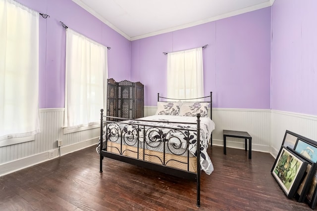 508 Newton Ave, Ozark, AL 36360 - bedroom with crown molding, wood-type flooring, and a wainscoted wall