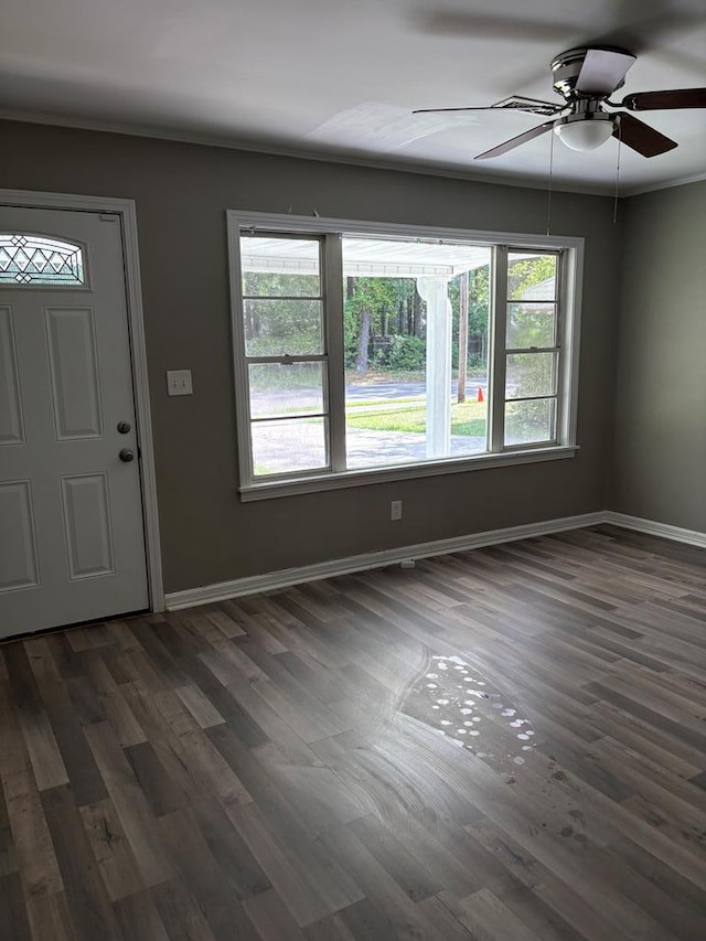 123 Hedstrom Dr, Dothan, AL 36301 - foyer entrance featuring dark wood-style floors and ceiling fan