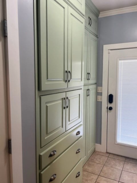 interior space featuring crown molding