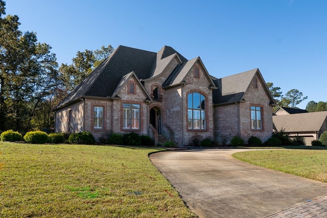 french country style house with a front yard