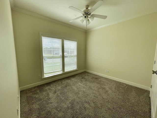 114 Brattleboro Ct, Dothan, AL 36301 - carpeted empty room featuring crown molding, ceiling fan, and baseboards