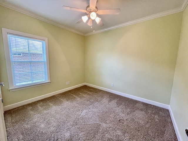 114 Brattleboro Ct, Dothan, AL 36301 - carpeted empty room featuring ornamental molding, a ceiling fan, and baseboards