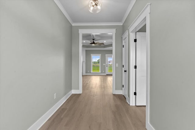 195 County Road 711, Enterprise, AL 36330 - hall featuring light wood-style floors, baseboards, and ornamental molding