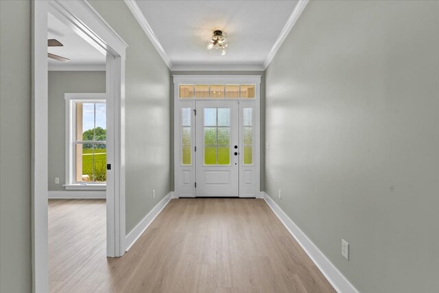 195 County Road 711, Enterprise, AL 36330 - foyer entrance featuring light wood-style flooring, ornamental molding, and baseboards