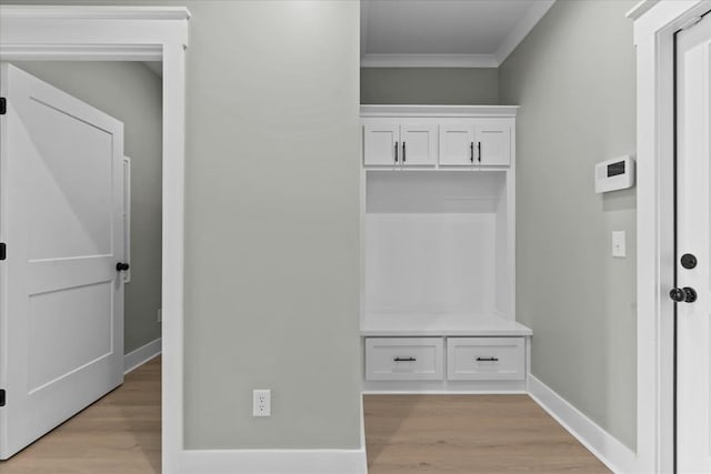 195 County Road 711, Enterprise, AL 36330 - mudroom featuring ornamental molding, light wood-style flooring, and baseboards