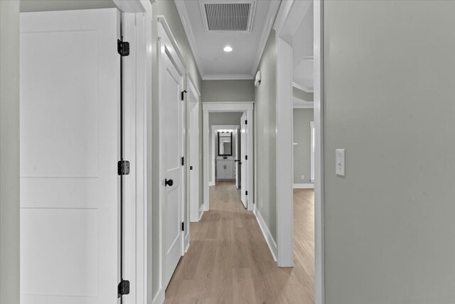 195 County Road 711, Enterprise, AL 36330 - hall featuring crown molding, light wood-style floors, and baseboards