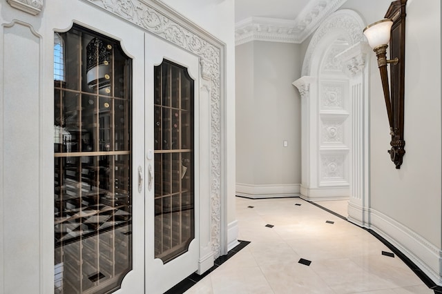 interior space featuring crown molding