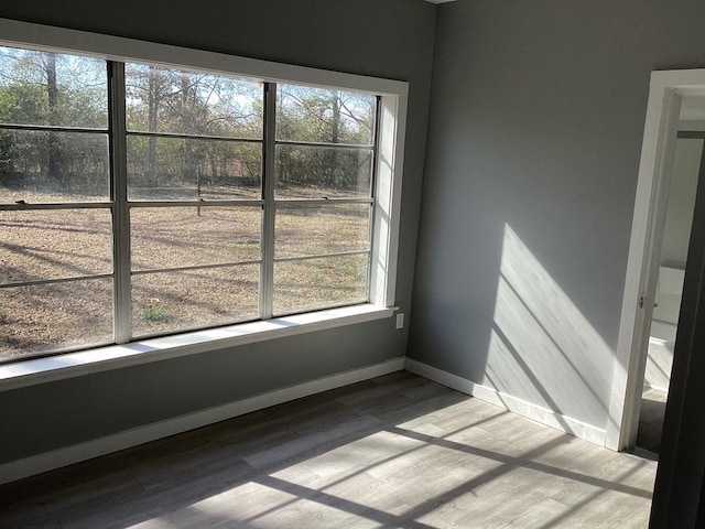 spare room featuring hardwood / wood-style flooring and plenty of natural light