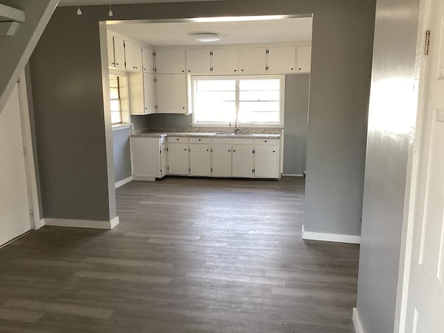 kitchen featuring white cabinetry, sink, and dark hardwood / wood-style floors