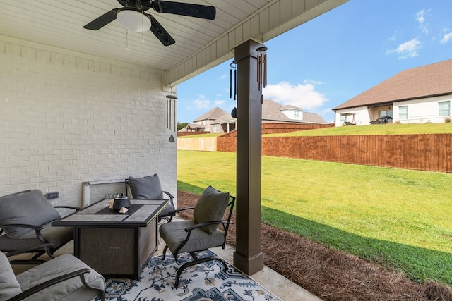 view of patio / terrace with ceiling fan