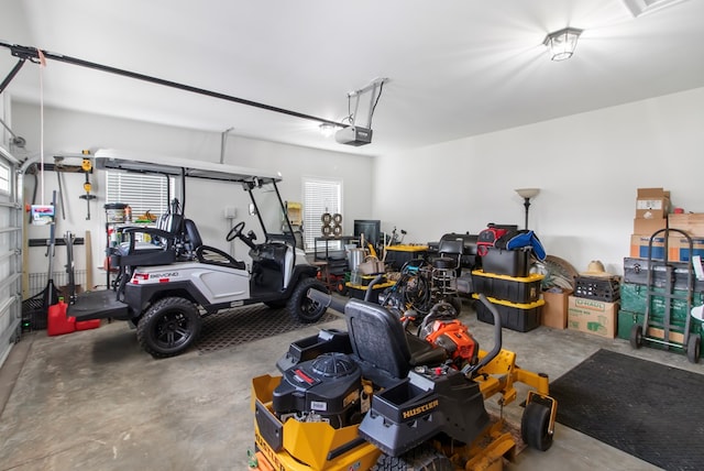 garage with a garage door opener