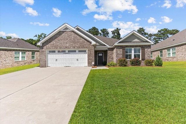 630 Ridgeland Rd, Dothan, AL 36301 - view of front facade with brick siding, a front yard, an attached garage, and concrete driveway