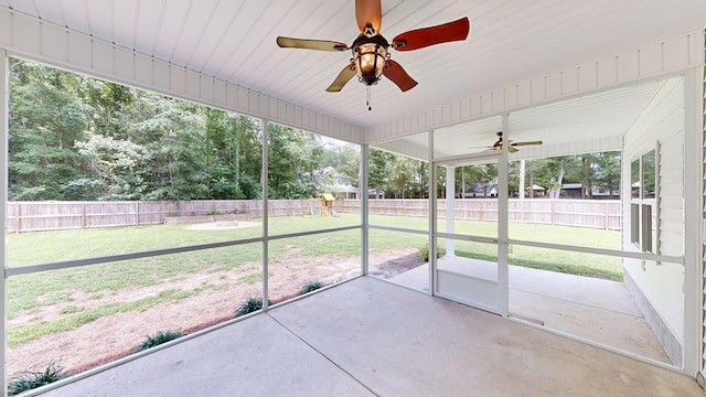 view of unfurnished sunroom