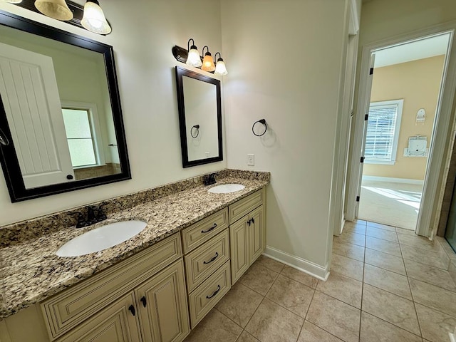 bathroom featuring vanity and tile patterned floors