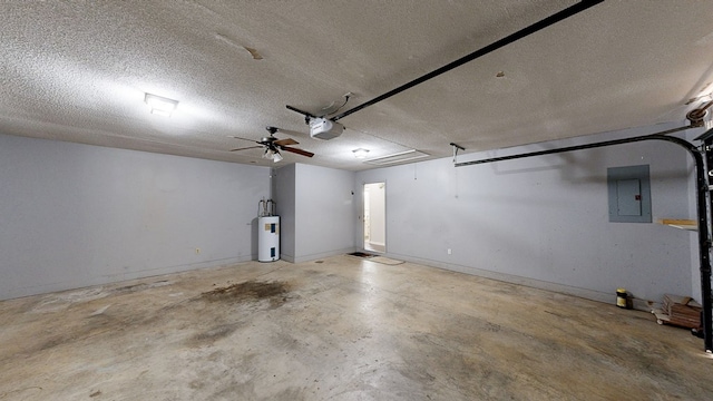 100 W Fontana Cir, Dothan, AL 36305 - garage with electric panel, electric water heater, a garage door opener, and ceiling fan