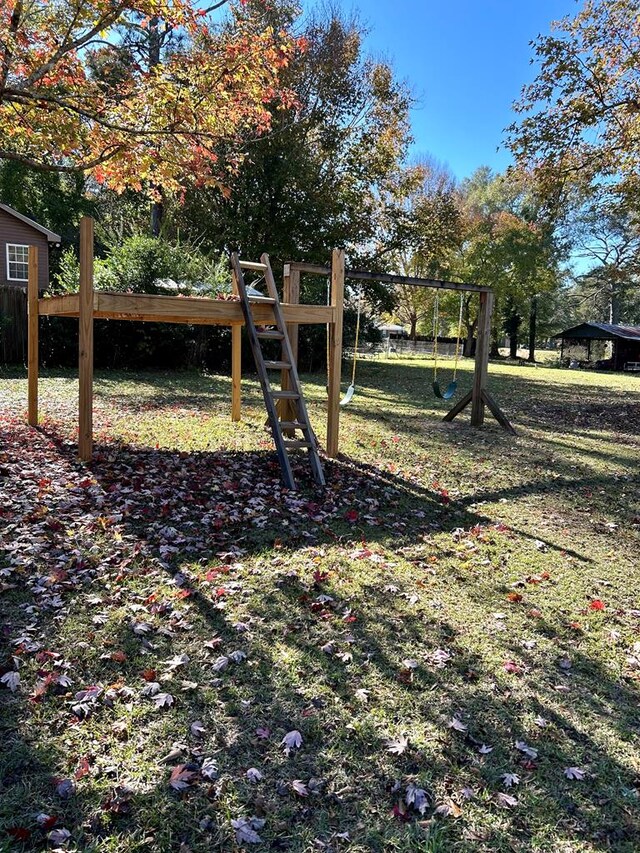 view of yard with a playground