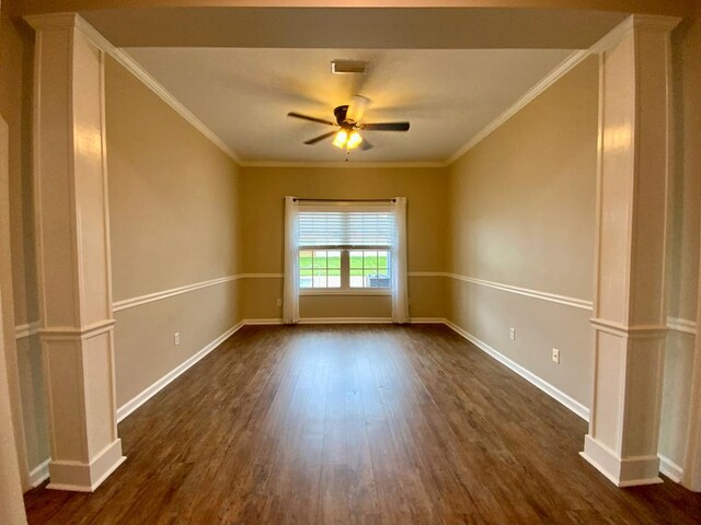 30 Cotton Creek Blvd, Enterprise, AL 36330 - unfurnished room with ceiling fan, dark wood finished floors, and crown molding
