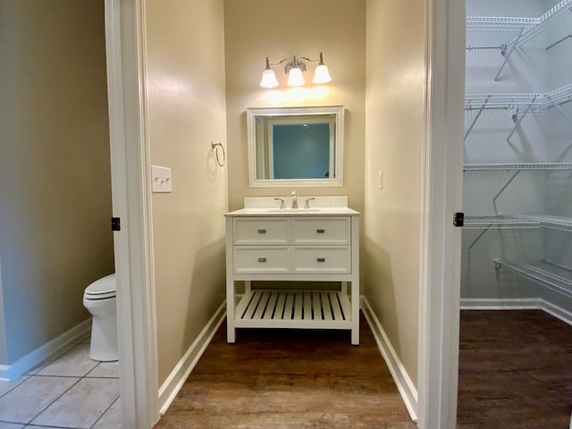 30 Cotton Creek Blvd, Enterprise, AL 36330 - bathroom with vanity, a spacious closet, and wood finished floors