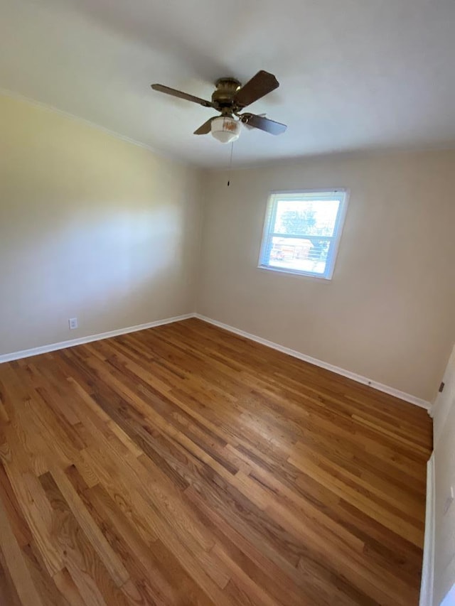 unfurnished room featuring ceiling fan and wood-type flooring