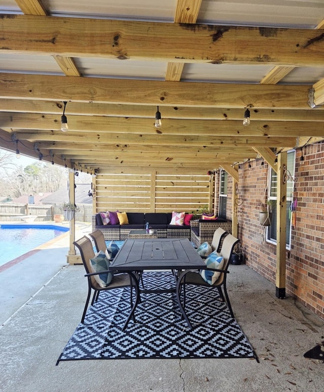 view of patio with an outdoor living space