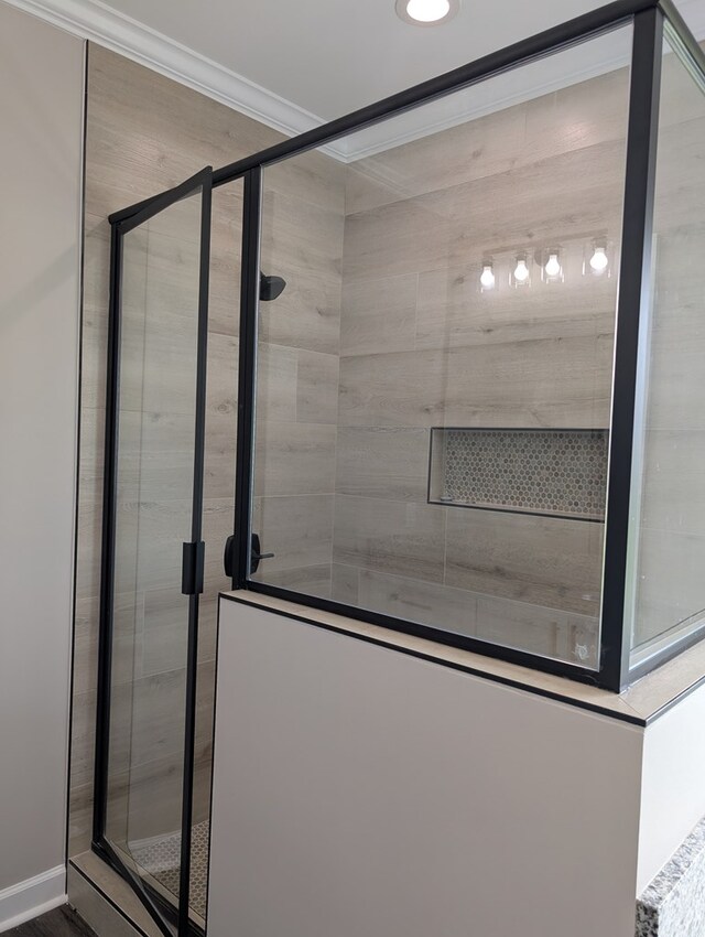 12589 Fortner St, Newton, AL 36352 - full bathroom with crown molding and a shower stall
