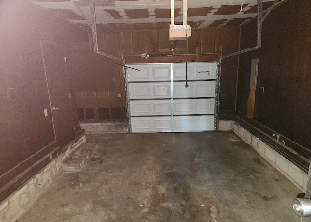 garage with a garage door opener