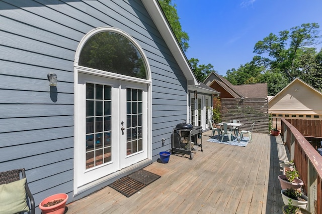 102 Lindsey Ln, Dothan, AL 36305 - deck featuring french doors, outdoor dining space, and area for grilling