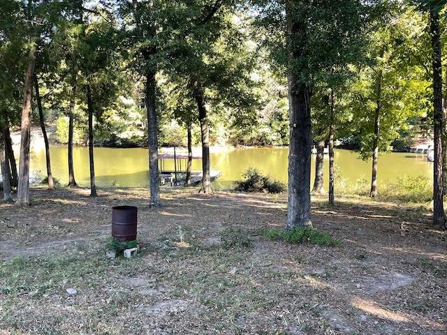 view of yard with a water view