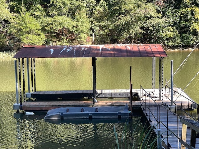 view of dock featuring a water view