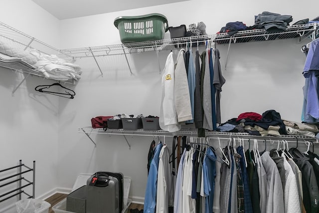 walk in closet featuring wood finished floors
