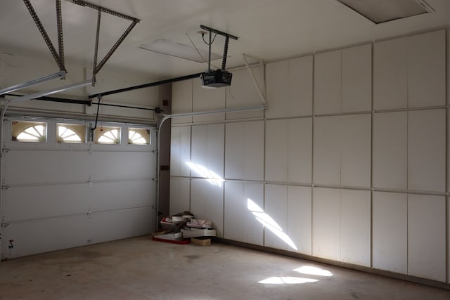 garage with a garage door opener