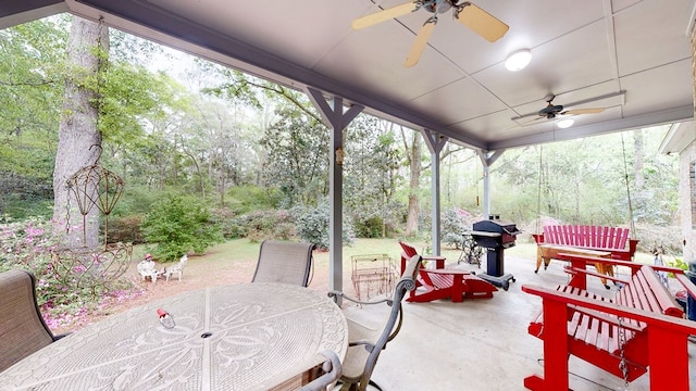 1109 Sanitary Dairy Rd, Cowarts, AL 36321 - view of patio featuring a grill, outdoor dining area, and ceiling fan