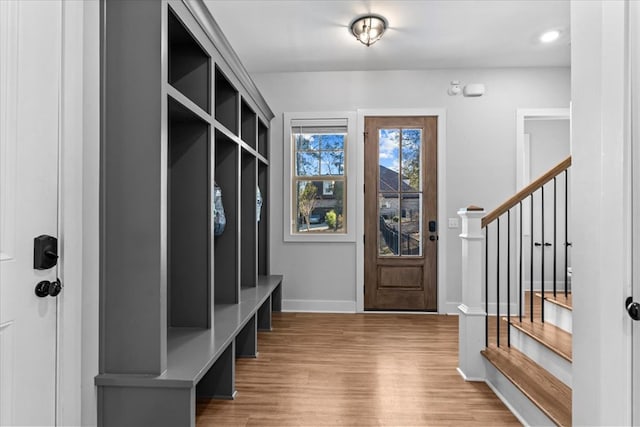 mudroom featuring hardwood / wood-style floors