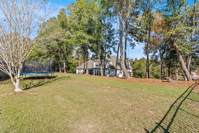 view of yard with a trampoline