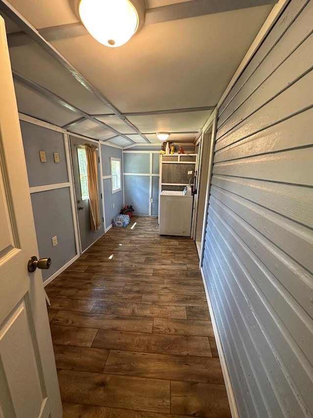 hallway featuring dark hardwood / wood-style floors