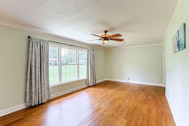 1810 Northside Dr, Dothan, AL 36303 - unfurnished room with ornamental molding, light wood-style flooring, a ceiling fan, baseboards, and a textured ceiling