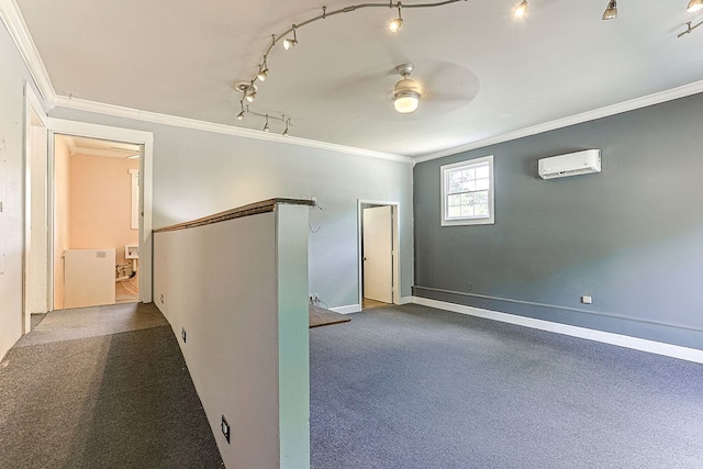 1810 Northside Dr, Dothan, AL 36303 - unfurnished room featuring an AC wall unit, crown molding, a ceiling fan, rail lighting, and baseboards