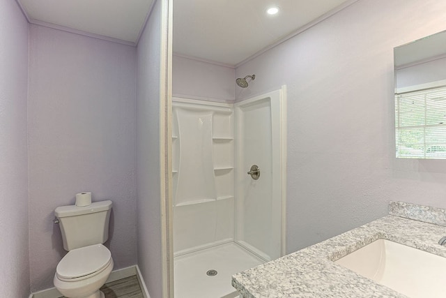 1810 Northside Dr, Dothan, AL 36303 - bathroom featuring a shower stall, toilet, and vanity