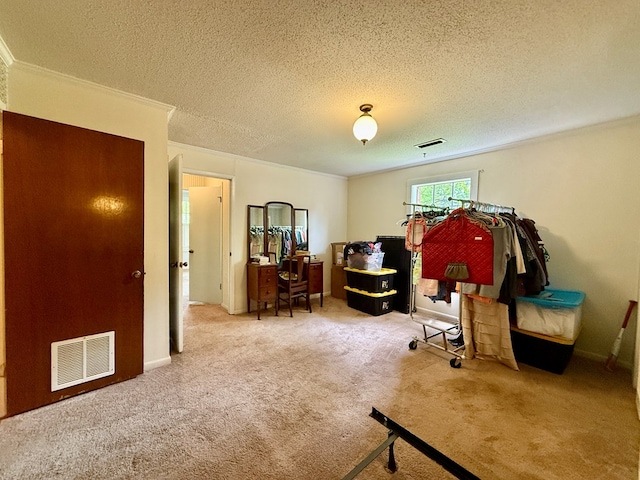 152 W Cox St, Slocomb, AL 36375 - bedroom featuring crown molding, carpet floors, and a textured ceiling