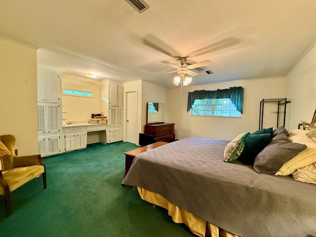 152 W Cox St, Slocomb, AL 36375 - bedroom featuring carpet flooring, a ceiling fan, and ensuite bathroom
