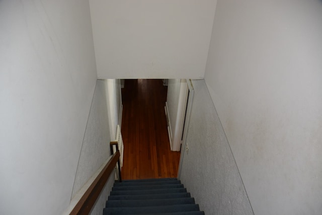 staircase with wood finished floors