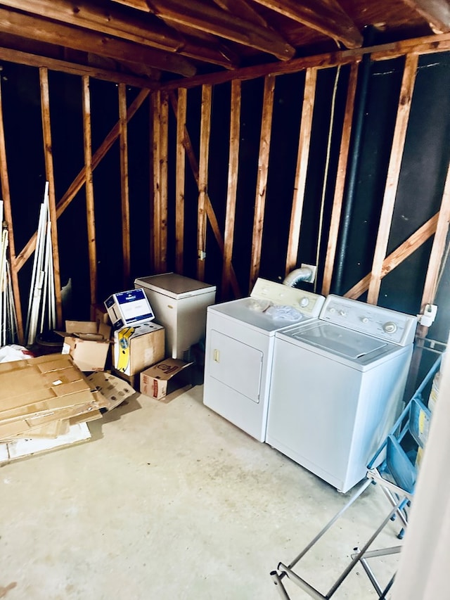 interior space featuring washer and dryer